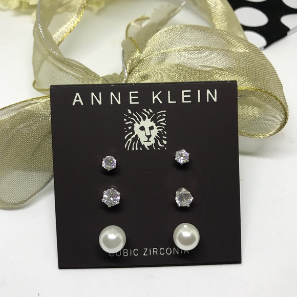 Anne Klein 3-set Crystal & Pearl Earrings [JW-35] - Picture 3 of 3